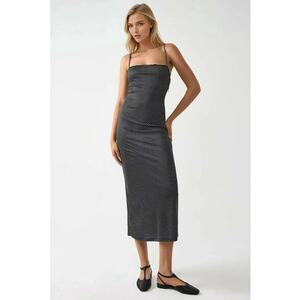 Rochie maxi guler patrat - detalii din dantela - neagra - jerseu imagine
