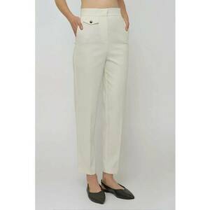 Pantaloni dama - drepti premium - talie inalta - alb - bumbac-elastan imagine