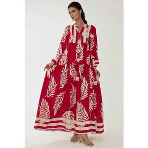 Rochie maxi - imprimeu - rosu - viscoza imagine