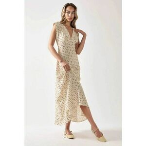 Rochie midi - decolteu in V - imprimeu floral - multicolor - jerseu imagine