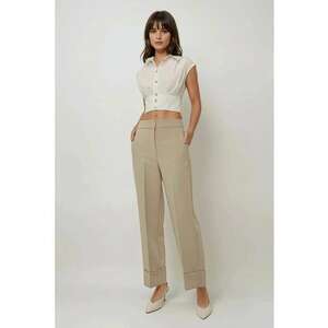 Pantaloni dama - morcov - talie inalta - culoare verde - bumbac si viscoza imagine