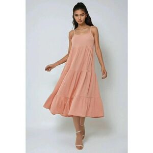 Rochie midi - texturata - roz - jerseu imagine