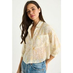 Camasa dama - jacquard floral - galben - textil imagine