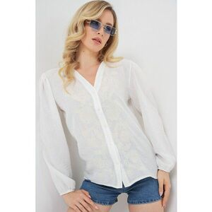 Camasa dama BDART - decolteu in V - crem - viscoza si in imagine