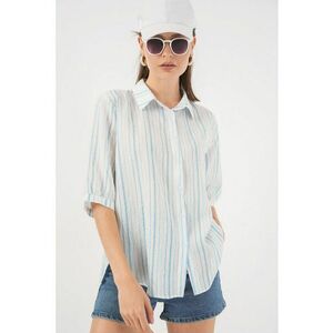 Camasa HiCCUP din poplin cu dungi - maneci trei sferturi - albastru glaciar - textil imagine