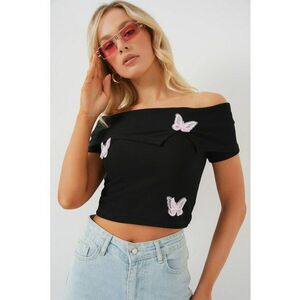 Top cu umerii goi BDART - brodat - negru - jerseu imagine