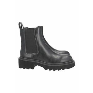 Ghete Chelsea de piele cu toc masiv - Negru imagine