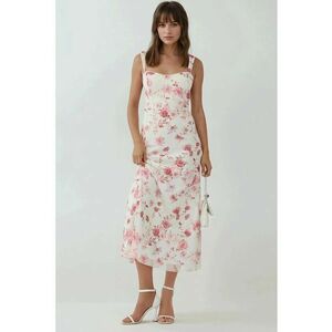 Rochie maxi - imprimeu - guler cu inima - multicolor - tul imagine
