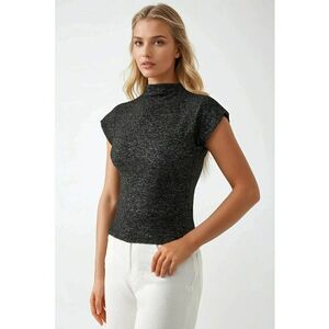 Bluza dama - texturata - fara maneci - gri - jerseu imagine