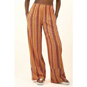 Pantaloni pentru dama largi - cu imprimeu - textil - portocaliu imagine