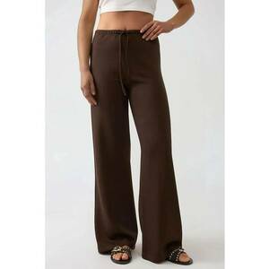 Pantaloni pentru dama texturati - croi larg - textil - maro imagine