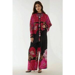 Compleu dama - pantaloni cu talie inalta - rosu - textil imagine