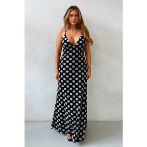 Rochie maxi buline - decolteu in V - neagra - textil imagine