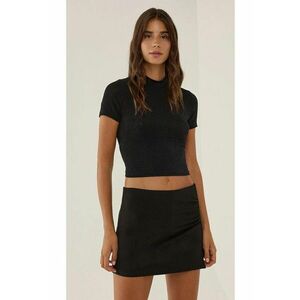 Top top scurt tricotat - guler inalt - negru - jerseu imagine