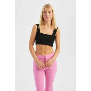 Top - top decolteu patrat - material textil - Negru imagine