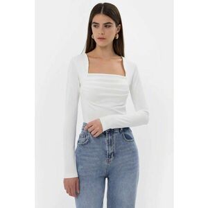 Bluza dama cu volane - alb - poliester - Alb imagine