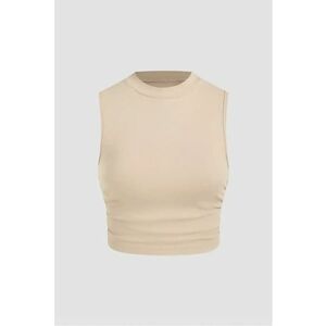 Bluza dama detalii incretite - bej - jerseu poliester imagine