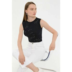 Top top fara maneci - decolteu rotund - negru - bumbac imagine