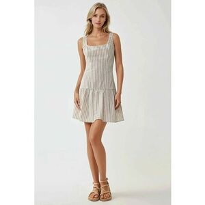 Rochie mini - mulata - guler patrat - bej - textil imagine