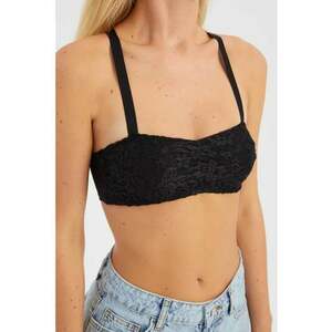Sutien cu bretele - decolteu in forma de inima - albastru denim - textil imagine
