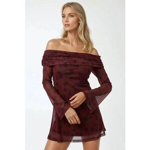 Rochie mini - umeri goi - model floral - rosie - tul imagine