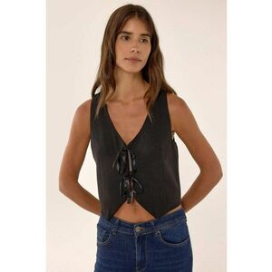 Vesta scurta - neagra - acril - cu nasturi imagine