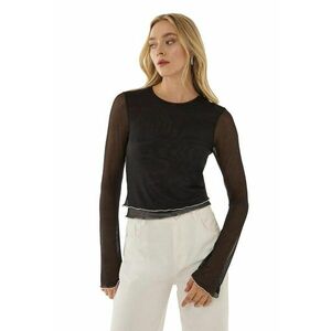 Bluza dama - semitransparenta - guler rotund - negru - poliester imagine