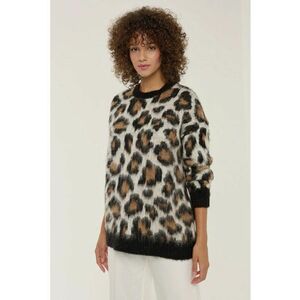 Pulover tricotat - imprimeu leopard - multicolor - acril imagine