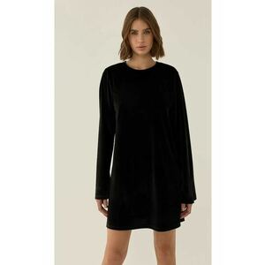 Rochie mini - catifea cu spate deschis si funda - negru imagine