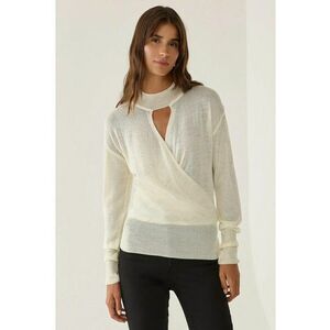 Pulover dama - cu doua nasturi - bej - tricot bumbac poliester imagine