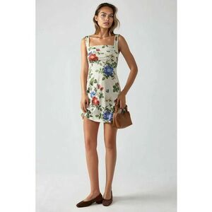 Rochie mini mulata cu imprimeu - guler patrat - multicolor - jerseu - Multicolor imagine