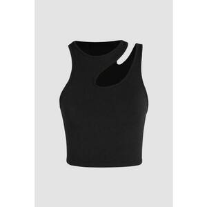 Top scurt asimetric negru imagine