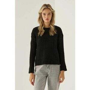 Pulover dama - cu guler rotund - croiala lejera - negru - jerseu - S INTL - imagine