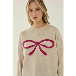 Pulover dama Relaxed Fit - cu funde - roz - acril imagine