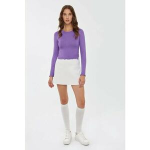 Pulover dama - bluza tricotata - guler rotund - slim fit - violet - jerseu imagine