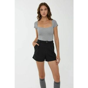 Pulover dama - cu guler patrat - slim fit - gri - tricot imagine