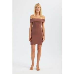 Rochie mini - mulata - umeri goi - maro - textil imagine