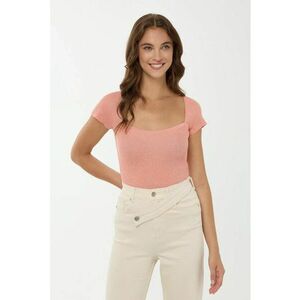 Top tricotat - guler patrat - roz - tricot imagine