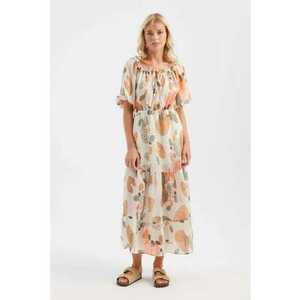 Rochie maxi - umeri goi - multicolor - textil imagine