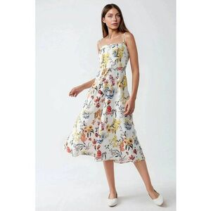 Rochie midi - imprimeu - multicolor - material textil imagine