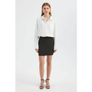 Rochie mini camasa combinata - alb - material textil imagine