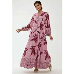 Rochie maxi - imprimeu - roz - viscoza imagine