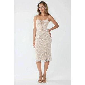 Rochie midi mulata guler patrat - material subtire - bej imagine