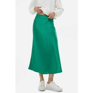 Fusta midi dama - talie inalta - satin - verde imagine