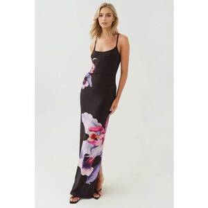 Rochie maxi - floral - mulata - neagra - jerseu imagine