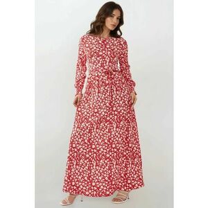 Rochie guler rotund - jerseu - rosu imagine