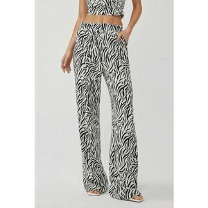 Pantaloni dama - cu imprimeu zebra - elastici - multicolori - textil imagine