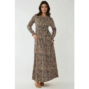 Rochie maxi - guler rotund - imprimeu - maro imagine