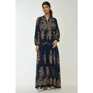 Rochie maxi - imprimeu - albastra - viscoza imagine