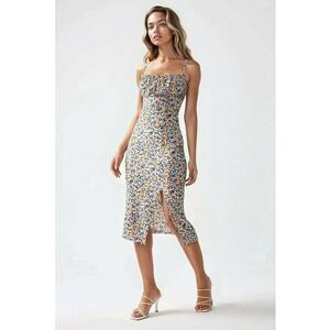 Rochie midi mulata - imprimeu floral - crapatura - multicolor - jerseu imagine